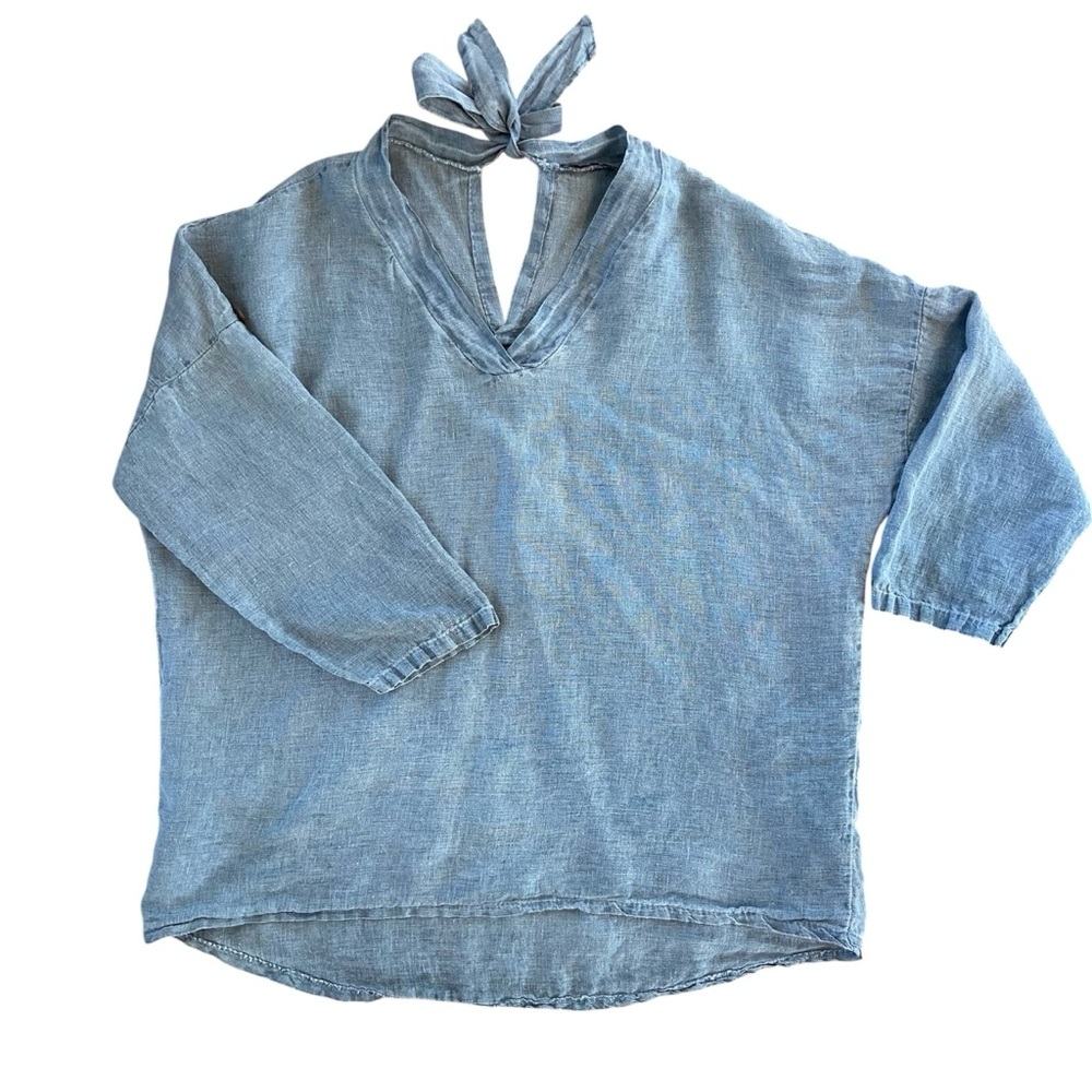100% Linen Viola Borghi Flowy Oversized Blouse Top Women’s Size Medium